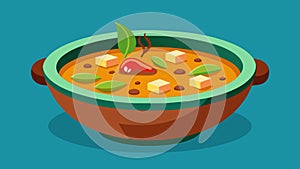 The slowcooked broth of sancocho is infused with the flavors of sofrito and culantro.. Vector illustration. photo