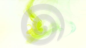 Slowly coming from above light green smoke watercolor, abstractly on a white background