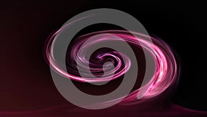 Slowly curling and unfurling bright pink watery vortex on black background abstract