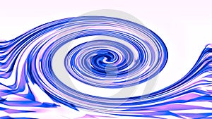 Slowly rippling rolling and unfurling vortex of 3D blue crystals on a white background