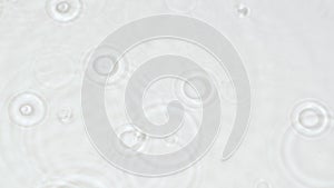 Slowmo falling rain drops, transparent water surface splash, ripple wave texture