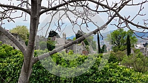 Slowmotion video of the ruins of the Bar old city or Stari Grad. A destroyed ancient settlement close to the city of Bar