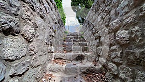 Slowmotion video of the ruins of the Bar old city or Stari Grad. A destroyed ancient settlement close to the city of Bar