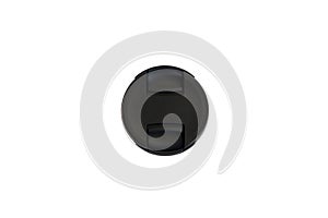 SLR camera lens cap on white isolated background