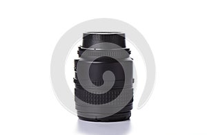 SLR camera lens isolated on white background