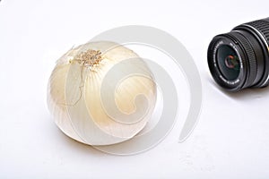 SLR Camera Lens making Onion Photo