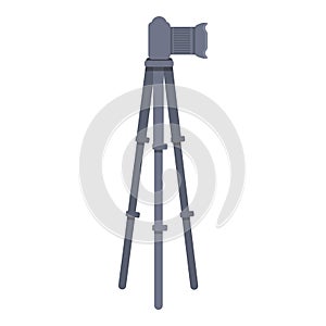 Slr camera tripod icon, cartoon style