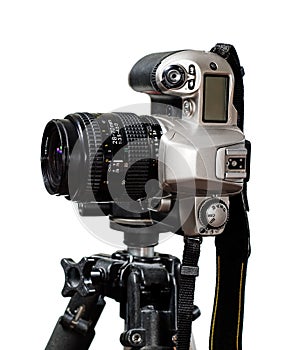 Slr/dslr camera mounted on tripod