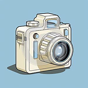 SLR style camera illustration, isolated.