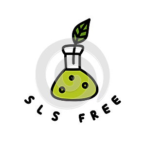 Sls free sign doodle icon, vector color line illustration