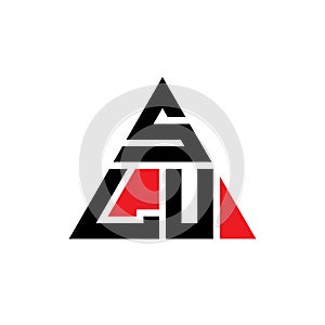 SLU triangle letter logo design with triangle shape. SLU triangle logo design monogram. SLU triangle vector logo template with red