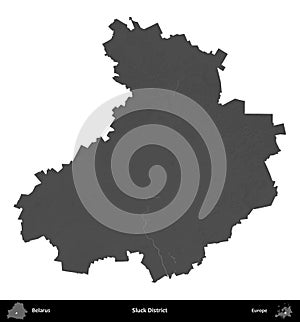Sluck District, Belarus, isolated on white. Grayscale