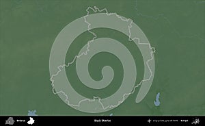 Sluck District outlined, Belarus. Physical