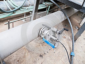Sludge pipe valve for biogas production. Remote controlled via servo drive