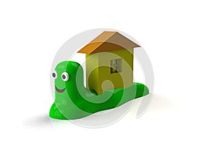 Slug house 3d white background