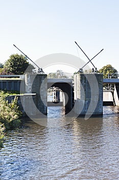 Sluice Dokkumer Nieuwe Zijlen, Friesland, Holland