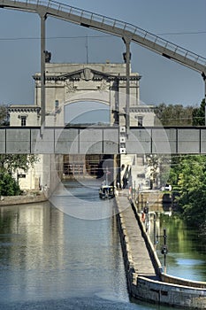 Sluice and railway bridge