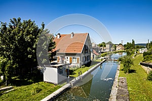 Sluice at river doubs in France