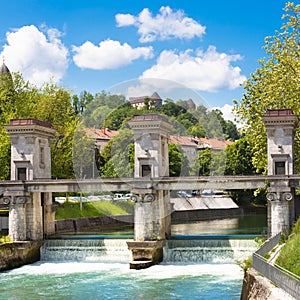 Sluice on the River Ljubljanica, Ljubljana.