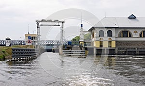A Sluice on Vltava River And Its Service Building photo
