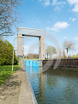 The sluice of Weurt in canal Maas-Waal-Kanaal