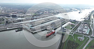 Sluizencomplex Terneuzen, or Noordzeesluizen, in Terneuzen , The Netherlands. Provides access to inland shipping channel