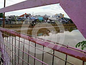 slum housing in a riverside area