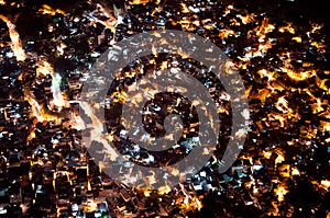 Slum Rocinha in Rio de Janeiro at Night photo