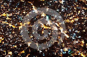 Slum Rocinha in Rio de Janeiro at Night photo