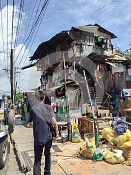 Slum wooden house in Makati district