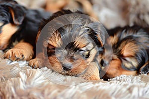 Slumbering Innocence: Yorkie Puppy\'s Peaceful Nap photo