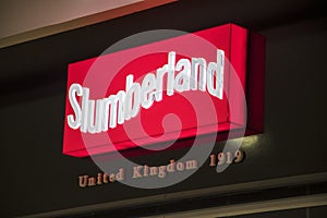 Slumberland retail exterior sign and logo