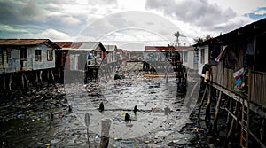 Slums at Hanuabada village at the outskirts of Port Moresby, Papua new Guinea