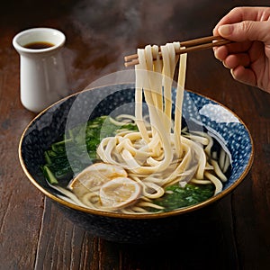 Slurp worthy udon noodles, a taste of Japans culinary tradition photo