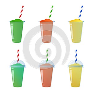 Slurpee slush frozen ice drink illustration with straw