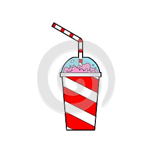 Slurpee. Soda in glass with straw isolated