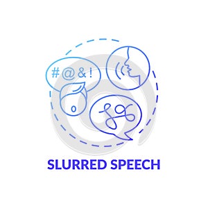 Slurred speech blue gradient concept icon