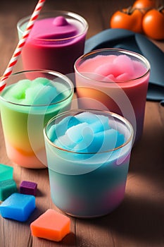 Slushie cocktail on a summer light table in a restaurant. Generative AI