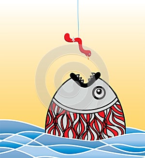 Sly and hungry fish a worm