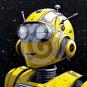Sly yellow android robot