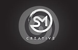 SM Circular Letter Logo with Circle Brush Design and Black Background. photo
