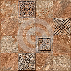 Metal style stone floor decore tile