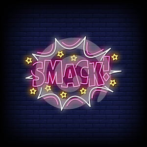 Smack Neon Signs Style Text Vector