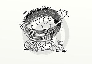 smail style writing for campaign artistia stop coronvirus, with bandana anti covid 19 photo