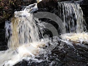 Smal stream twin waterfall
