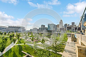 Smale Riverfront Park in Cincinnati, Ohio next to the John A Roe