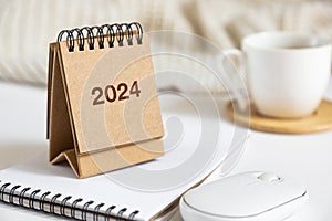 Small 2024 calendar on office table