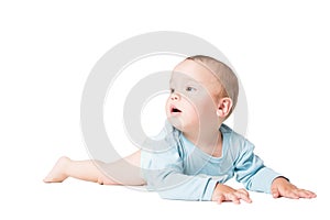 Small adorable year old kid lying