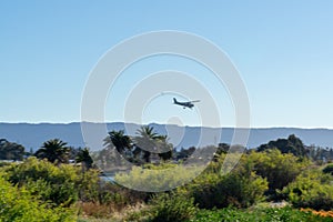 The small aircraft landing back to airport -Palo Alto, California, USA
