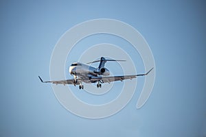 Small aircraft landing at Centennial Airport